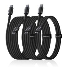 Zestaw kabli Baseus Tungsten Gold 100W USB-C - USB-C 1m 2m 3m - czarny