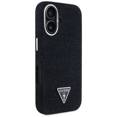 4. Etui Guess Denim Triangle Logo MagSafe na iPhone 16 - czarne