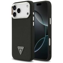 Etui Guess Grained Triangle Logo MagSafe na iPhone 17 Pro Max - czarne
