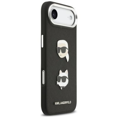 4. Etui Karl Lagerfeld FW Grained Karl & Choupette Heads Pins & Logo na iPhone Air - czarne