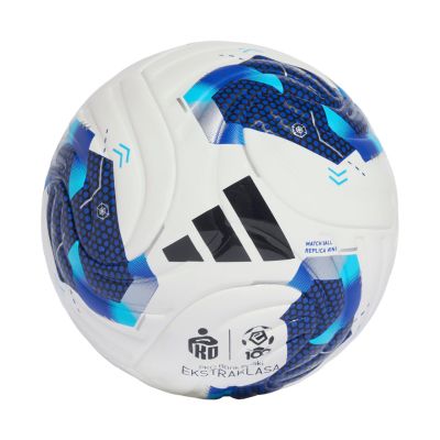 5. Piłka nożna adidas Ekstraklasa 26/27 Mini biało-niebieska KE5150