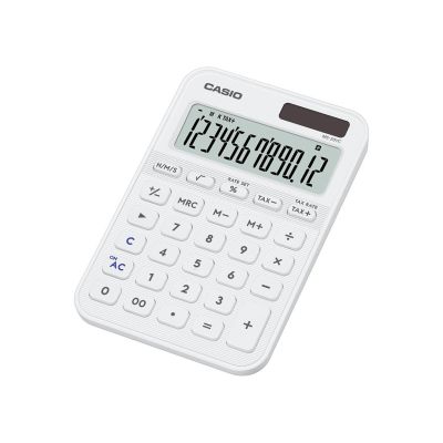 2. CASIO Kalkulator MS-20YC-WE Zasilanie bateryjno-słoneczne, Kolor Biały.