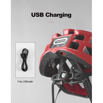 4. Rockbros kask rowerowy MTB z lampką czarny 57-62cm