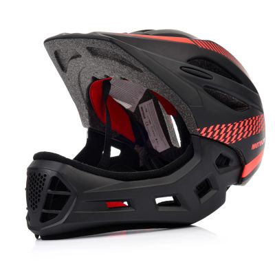 15. Kask rowerowy full-face Meteor Lupus S 48-52 cm czarny/czerwony