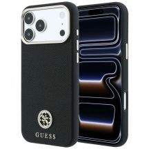 Etui Guess Grained Round Strass Logo MagSafe na iPhone 18 Pro / 17 Pro - czarne
