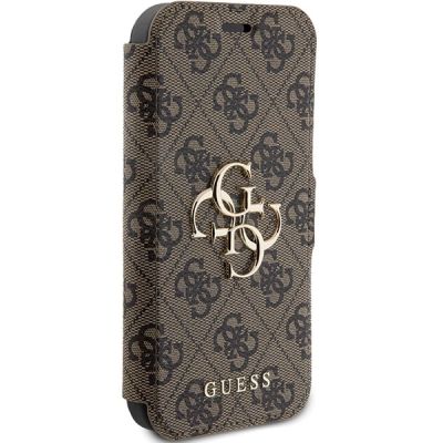 4. Etui Guess 4G Metal Logo na iPhone 15 Pro - brązowe