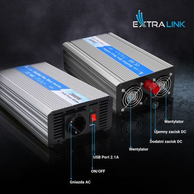 15. Extralink OPIM-2000W | Przetwornica napięcia | samochodowa 12V, 2000W modyfikowany sinus