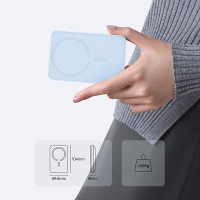 4. Powerbank Baseus EnerFill FM11 Ultra-Mini 10000mAh 22,5W indukcyjny kompatybilny z MagSafe z białym kablem Basus Simple USB-C 20V/3A 0,3m - niebieski