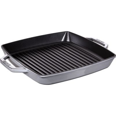 2. STAUB Kwadratowa patelnia żeliwna grillowa z dwoma uchwytami 33 cm, grafit 40511-785-0
