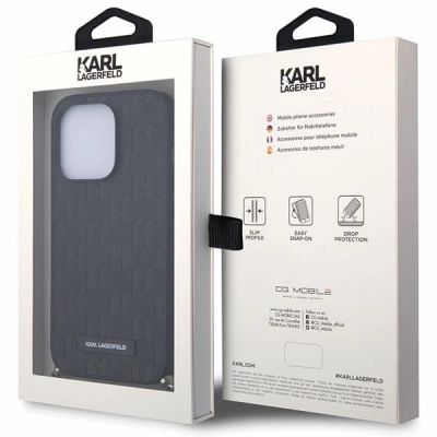 7. Etui Karl Lagerfeld Saffiano Monogram Chain na iPhone 14 Pro - czarne