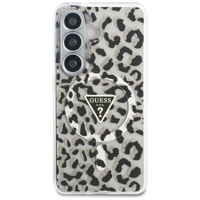 3. Etui Guess IML Leopard Print Triangle MagSafe na Samsung Galaxy S26 - czarne