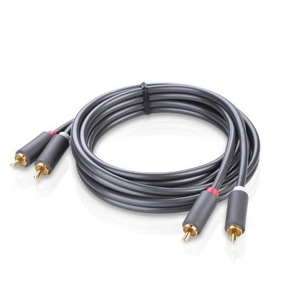 4. Kabel Ugreen AV104 10518 audio 2RCA (męski) / 2RCA (męski) 2m - szary