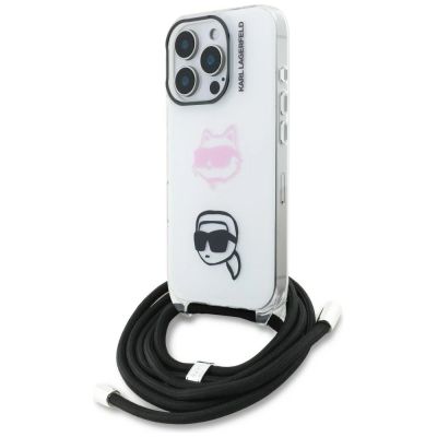 Etui Karl Lagerfeld IML Crossbody Karl&Choupette Head na iPhone 16 Pro - białe