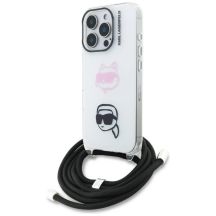 Etui Karl Lagerfeld IML Crossbody Karl&Choupette Head na iPhone 16 Pro - białe