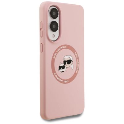 4. Etui Karl Lagerfeld Silicone nauble Heads And Circle MagSafe na Samsung Galaxy S25 Edge - różowe