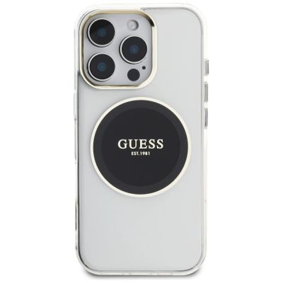 3. Etui Guess IML Metal Colored Circle Classic Logo MagSafe na iPhone 16 Pro - czarne