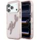 Etui Karl Lagerfeld IML Big Signature Resin Metal Frame na iPhone 18 Pro Max / 17 Pro Max - różowe