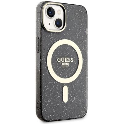 4. Etui Guess Glitter Gold MagSafe na iPhone 14 Plus - czarne