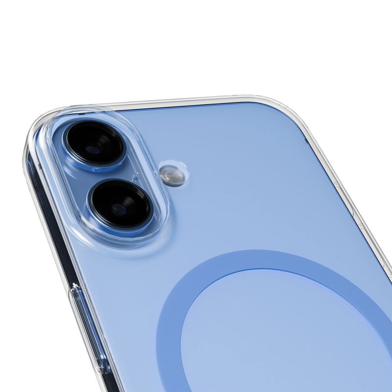 10. Etui Puro Lite Mag TPU+PC kompatybilne z MagSafe na iPhone 17 - przezroczyste z niebieskim pierścieniem
