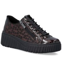 Półbuty damskie lakierowane sneakersy kroko brązowe Rieker N2555-25