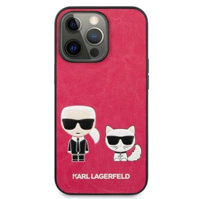 3. Etui Karl Lagerfeld Ikonik Karl&Choupette na iPhone 13 Pro / iPhone 13 - fuksjowe