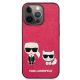 3. Etui Karl Lagerfeld Ikonik Karl&Choupette na iPhone 13 Pro / iPhone 13 - fuksjowe