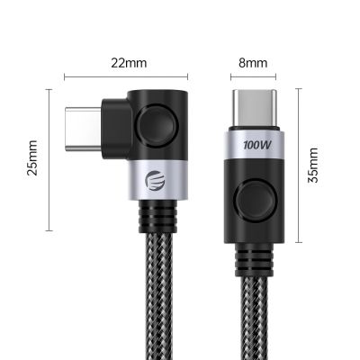 3. Kabel USB-C - USB-C Orico C2CW kątowy PD 100 W 480 Mb/s 0.5 m - czarny