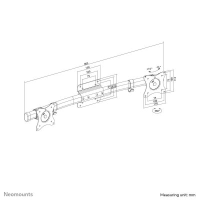 8. Neomounts FPMA-CB100BLACK uchwyt / stojak do monitorów 68,6 cm (27") Ściana Czarny