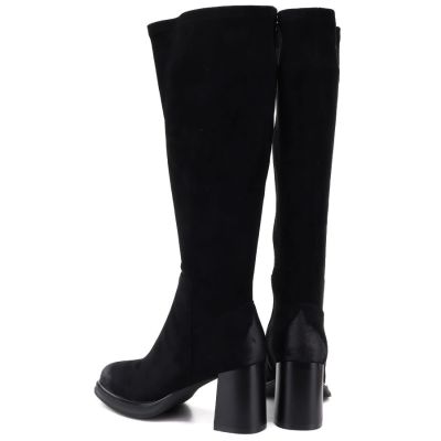 5. Kozaki damskie zamszowe na obcasie czarne Potocki SZ12849