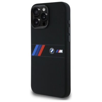 2. Etui BMW Silicone Middle Stripe MagSafe na iPhone 16 Pro Max - czarne