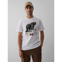 T-shirt regular z nadrukiem męski 4F 4FKAW26TTSHM4473-11S