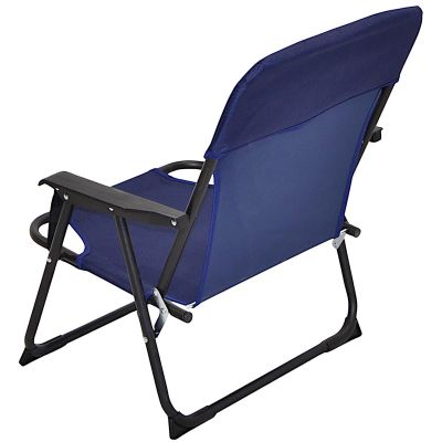 5. FOTEL TURYSTYCZNO PLAŻOWY Z PODŁOKIETNIKAMI 52X54X26/66CM SKŁADANY NIEBIESKI