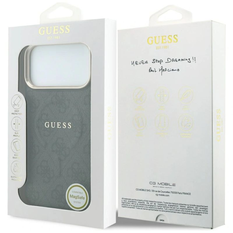 8. Etui Guess Embossed 4G Classic MagSafe na iPhone 17 Pro Max / 18 Pro Max - czarne