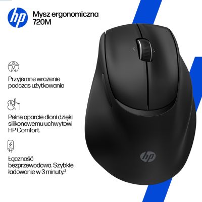 5. Mysz HP Tilt Ergonomic Black Mouse 720M Wireless / Bluetooth bezprzewodowa czarna BH0Z4AA