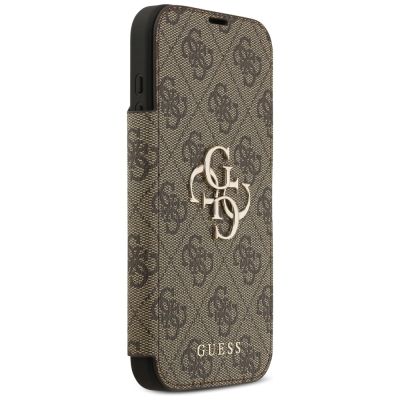 4. Etui Guess Book 4G Metal Logo na iPhone 17 Pro Max - brązowe