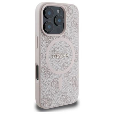4. Etui Guess 4G Ring Classic Logo MagSafe na iPhone 16 Pro Max - różowe