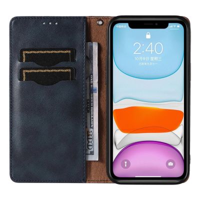 8. Magnet Strap Case etui do iPhone 12 pokrowiec portfel + mini smycz zawieszka niebieski