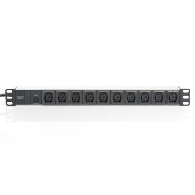 3. Digitus Listwa zasilająca PDU 19" Rack, 10x gniazdo C13, 2.0m, 1x wtyk C14, 10A, zabezpieczenie przeciążeniowe, profil aluminiowy