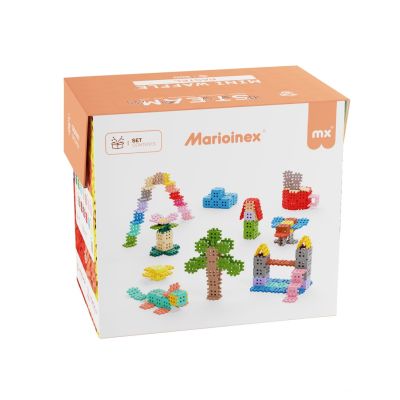 2. Klocki konstrukcyjne Marioinex Mini Waffle, 300 elementów pastelowe