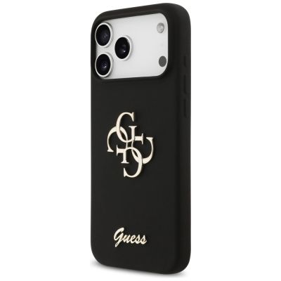 2. Etui Guess Silicone Big 4G Script na iPhone 17 Pro Max - czarne