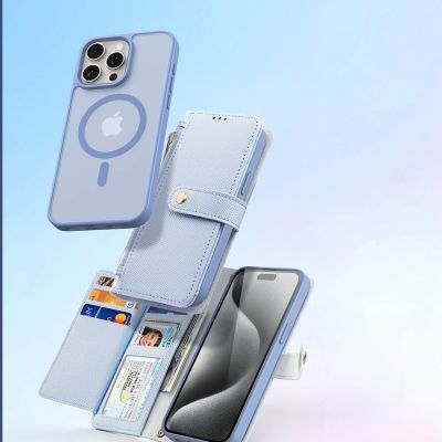 5. Etui skórzane Dux Ducis Lawa na iPhone 15 Pro - niebieskie