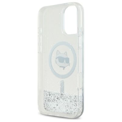 7. Etui Karl Lagerfeld Liquid Glitter Choupette Head Magsafe na iPhone 16 - przezroczyste