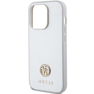 6. Etui Guess Strass Metal Logo na iPhone 15 Pro - srebrne
