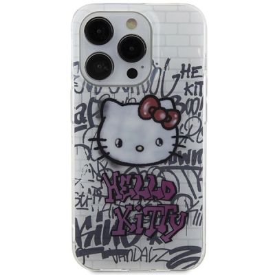3. Etui Hello Kitty IML Kitty On Bricks Graffiti na iPhone 15 Pro - białe