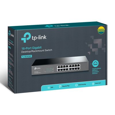 4. TP-Link TL-SG1016D(UN) przełącznik sieciowy Nie zarządzany L2 Gigabit Ethernet (10/100/1000) Czarny