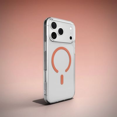 7. Etui Puro Lite Mag TPU+PC kompatybilne z MagSafe na iPhone 17 Pro Max - przezroczyste z pomarańczowym pierścieniem