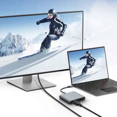 5. Adapter Tech-Protect HB08 4w1 USB-C + USB2.0 + 2 x HDMI 4K 60HZ - szary