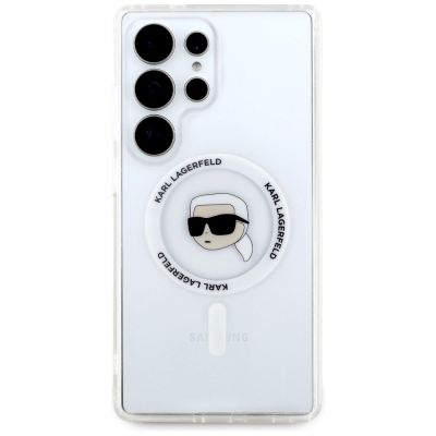 3. Etui Karl Lagerfeld Button Karl Head Printed Logo MagSafe Samsung Galaxy S25 Ultra biały
