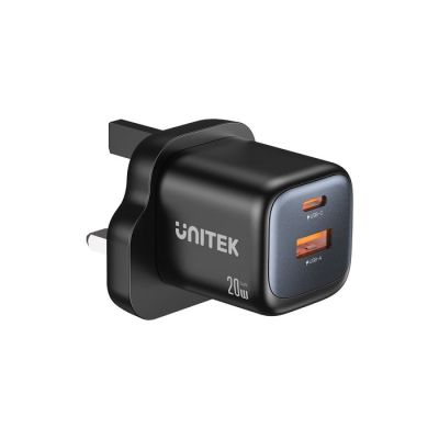 5. UNITEK ŁADOWARKA SIECIOWA 2X GAN USB-C & USB-A 20W CZARNA