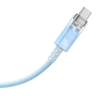 3. Kabel Baseus Explorer 100W USB-C - USB-C z inteligentnym czujnikiem temperatury 1m - niebieski